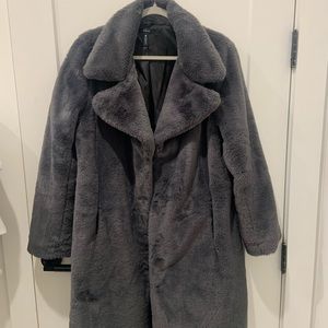 Aqua gray faux fur coat
